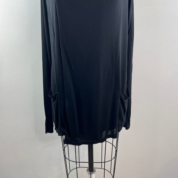 Hard Tail Black Top Boat Neck Asymmetrical Loose Fit Long Sleeve Size Medium M - Picture 3 of 8